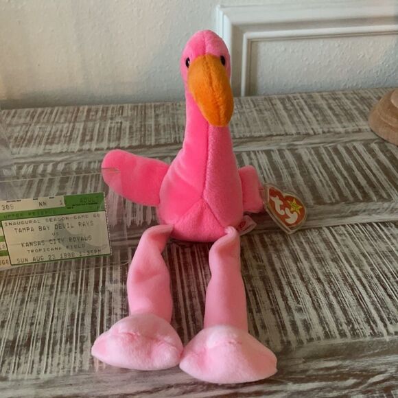 “Pinky” Beanie Babies 1995 Limited Edition of 10,000 Tampa Bay Devil Rays Gift - Picture 4 of 13